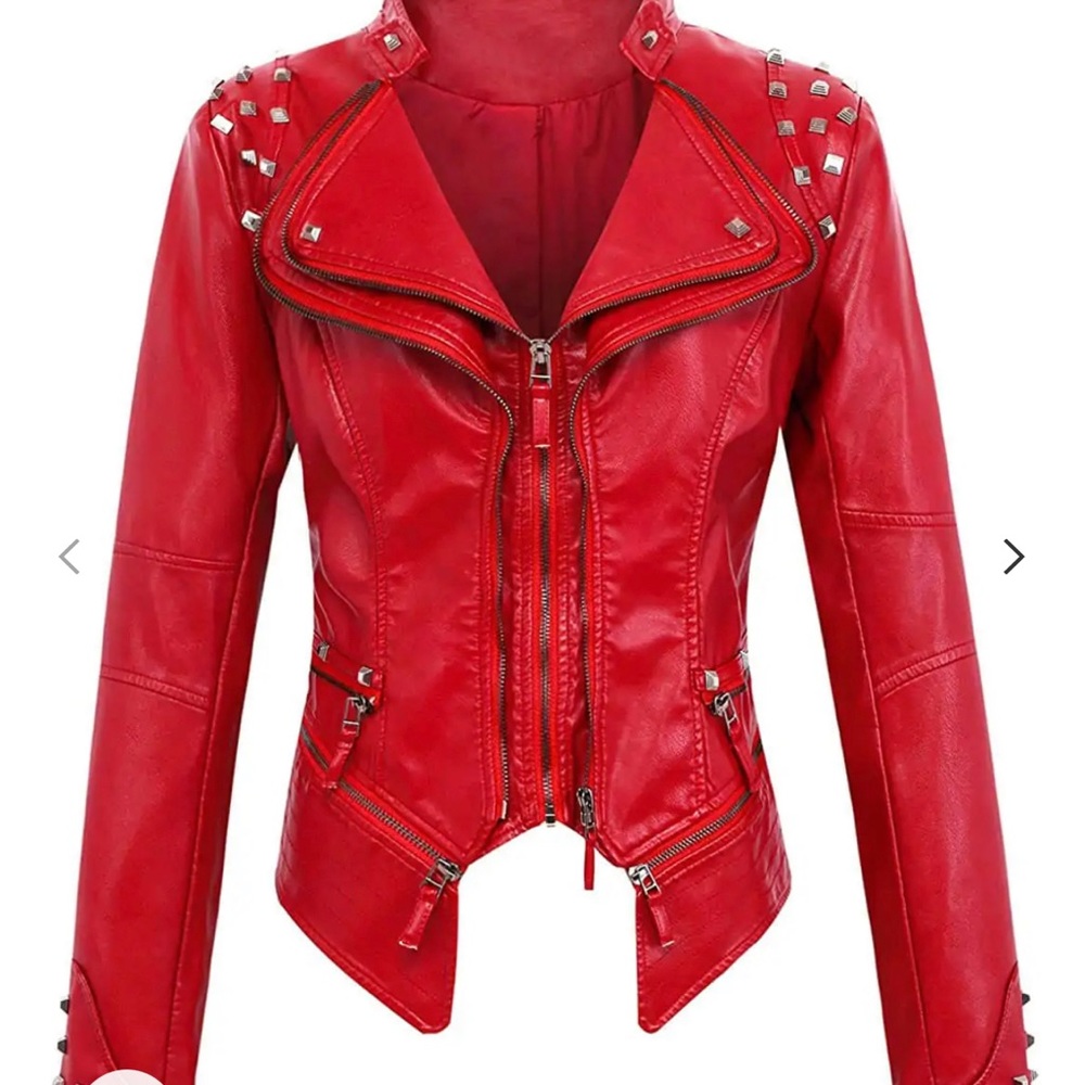 Red Silver Studded Rivet Jacket